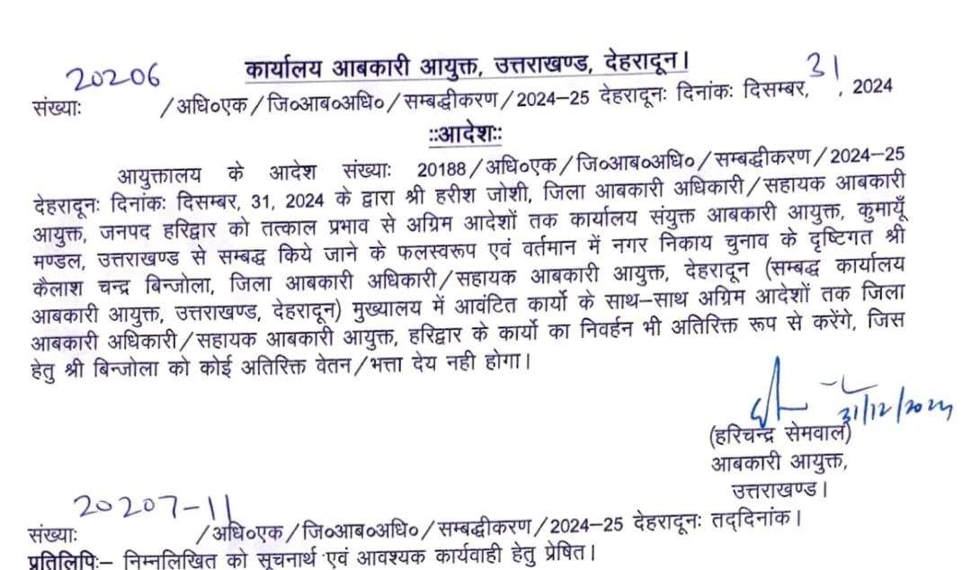 बड़ी कार्रवाईः दो आबकारी निरीक्षक संस्पेड, जिला आबकारी अधिकारी पर भी गिरी गाज