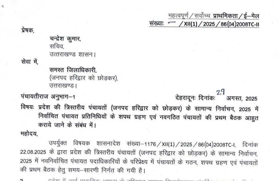 ब्लॉक और जिला पंचायत प्रतिनिधियों के शपथ ग्रहण और पहली बैठक की तिथियों में संशोधन